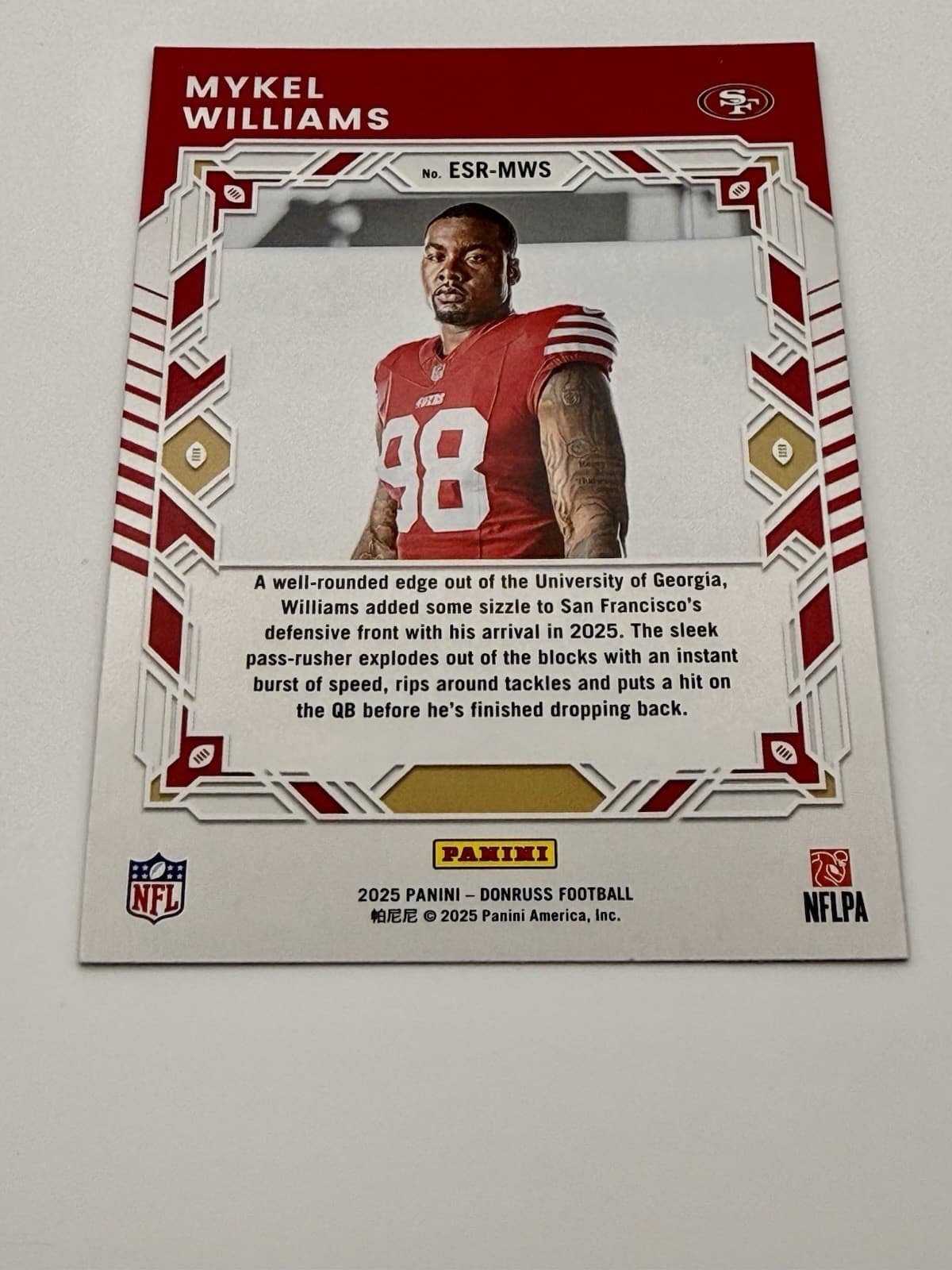 2025 Donruss Elite Series Rookies Mykel Williams RC San Francisco 49ers #ESR-MWS - Thumbnail 2