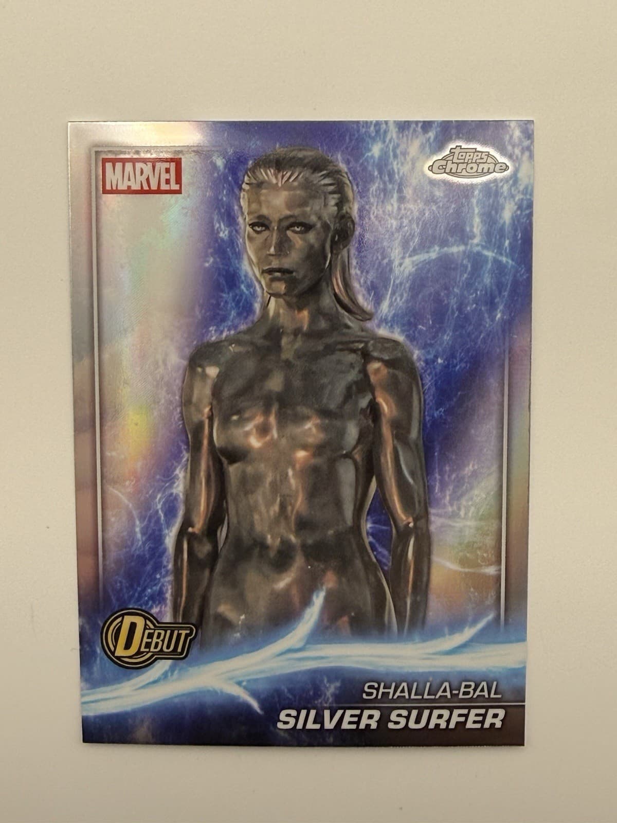 2025 Topps Chrome Marvel Studios Shalla-Bal Silver Surfer Debut Refractor #198