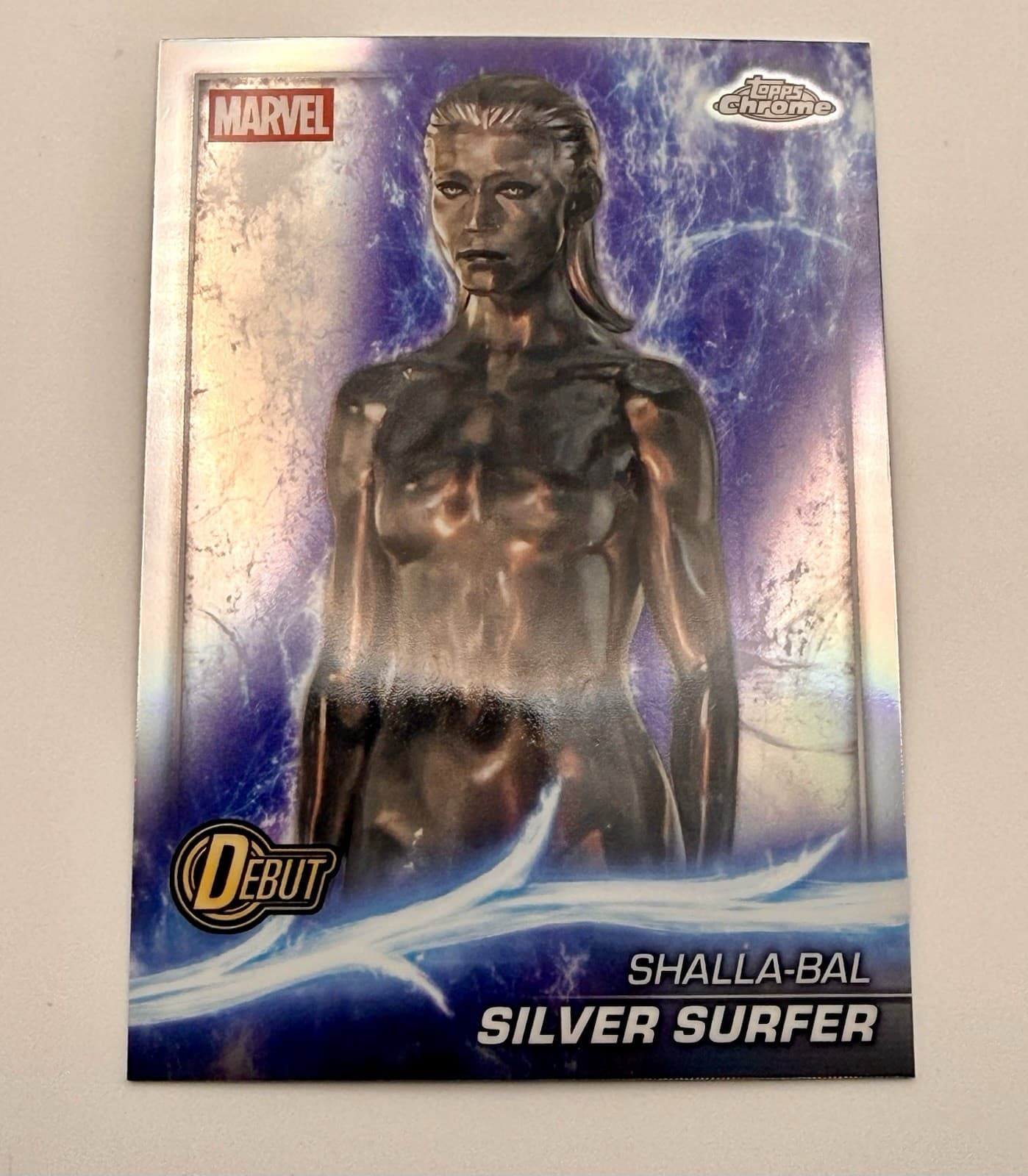 2025 Topps Chrome Marvel Studios Shalla-Bal Silver Surfer Debut Refractor #198 - Thumbnail 3