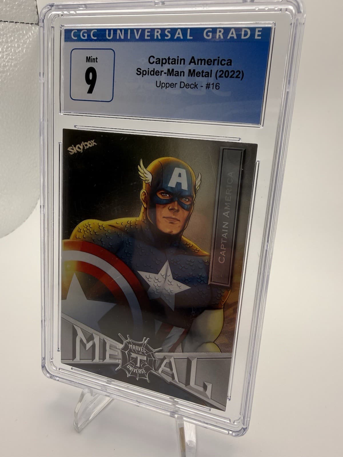 2022 Upper Deck Marvel Metal Universe CAPTAIN AMERICA Silver #16 CGC 9 MINT - Thumbnail 3
