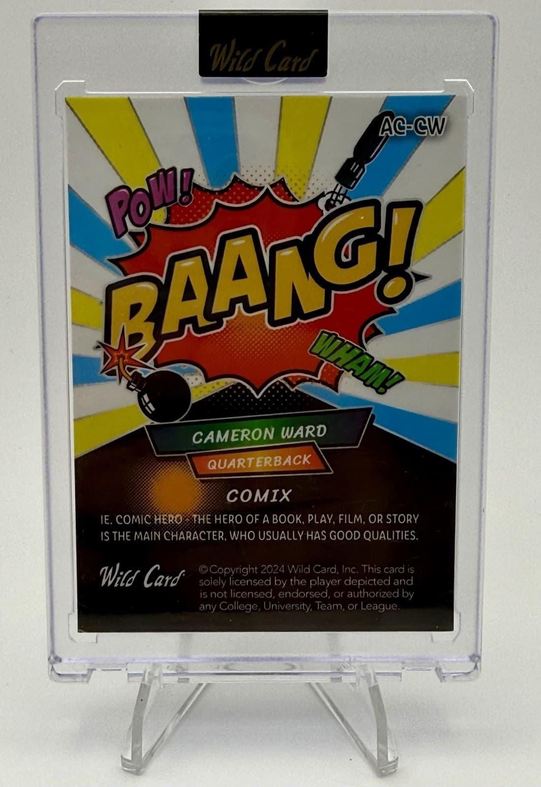 2024 Wild Card Alumination Cameron Ward 7/15 BAANG! Yellow Blue COMIX RC #AC-CW - Thumbnail 7