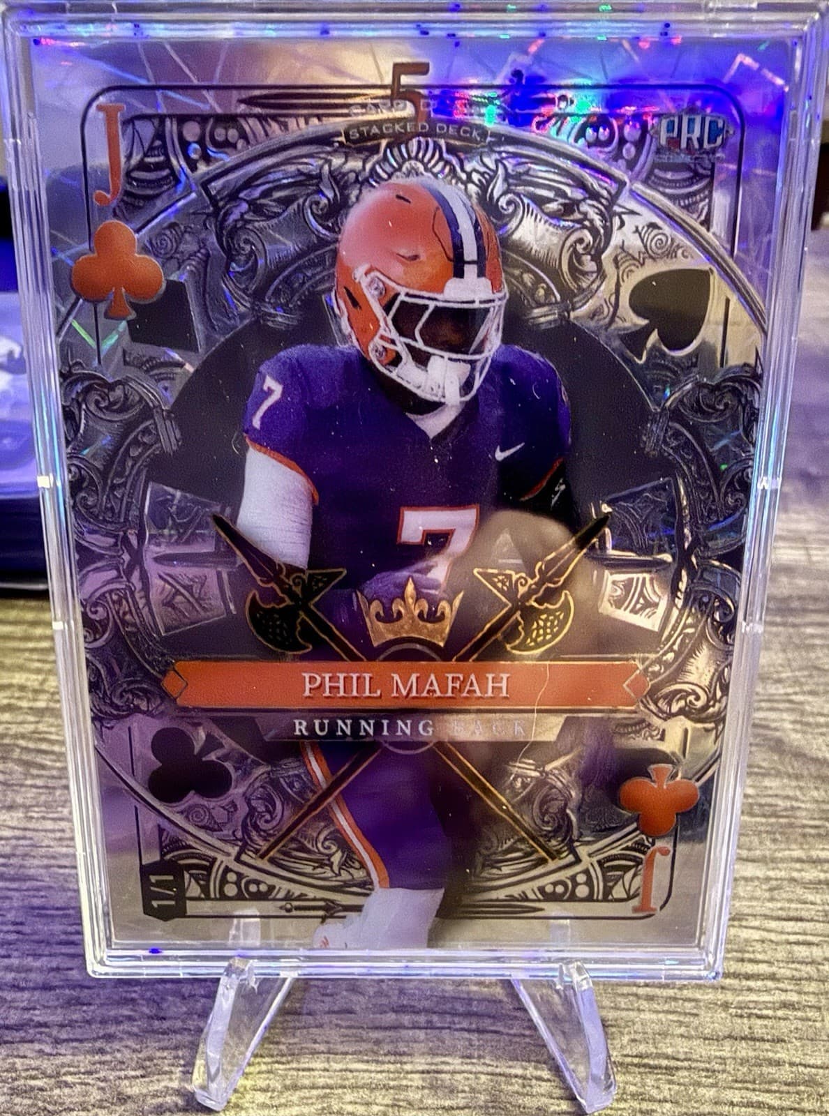 2024 Wild Card 5 Card Draw Stacked Deck Phil Mafah 1/1 Square Jack Clubs - Thumbnail 5