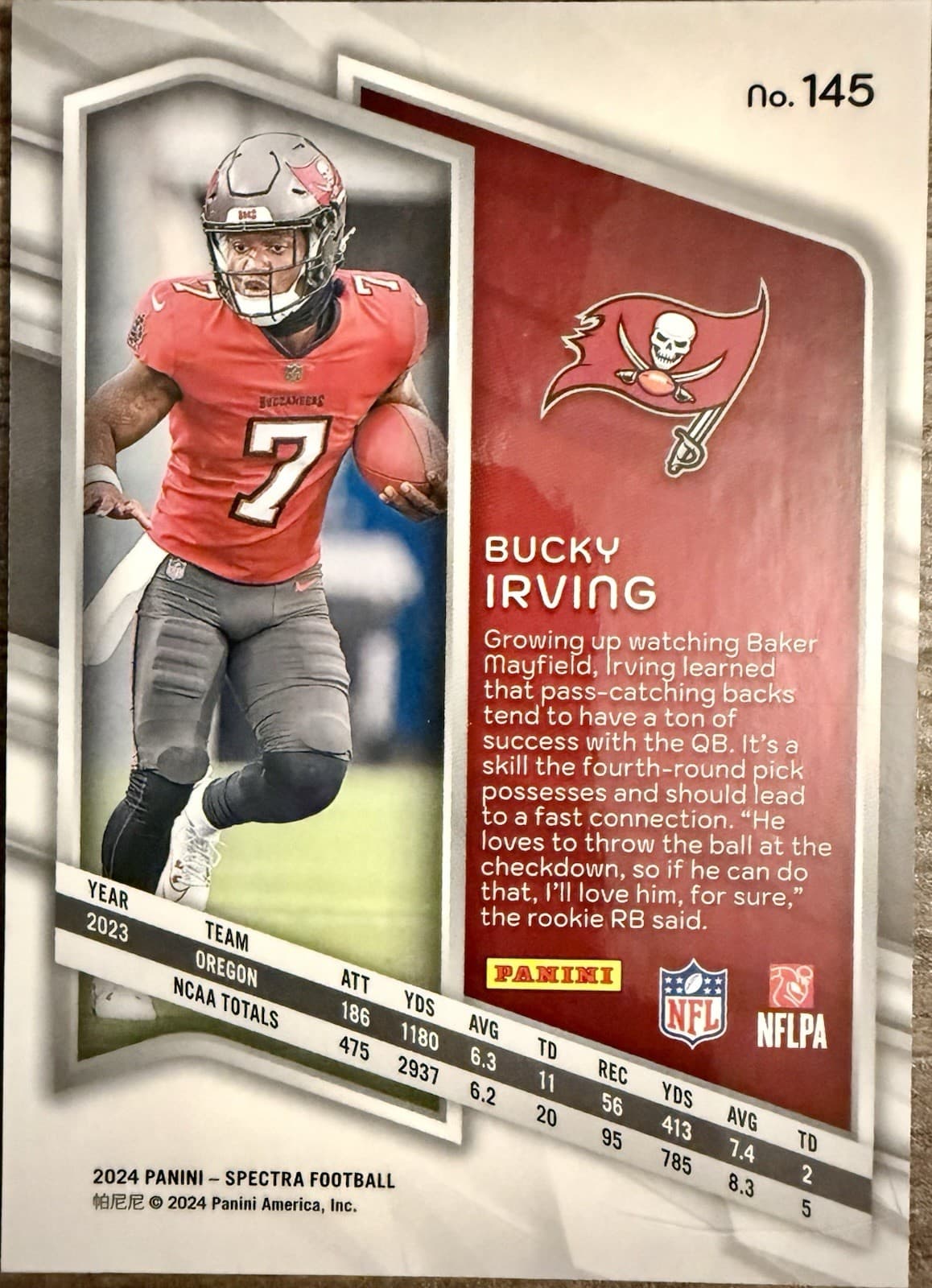 2024 Panini Spectra Bucky Irving RC #145 Tampa Bay Buccanneers - Thumbnail 2