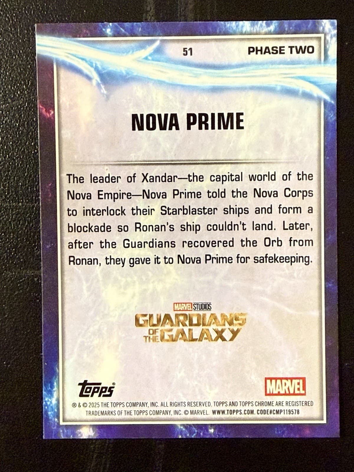 Nova Prime 2025 Topps Chrome Marvel Studio Phase Two Base Card-#51 Guardians - Thumbnail 2