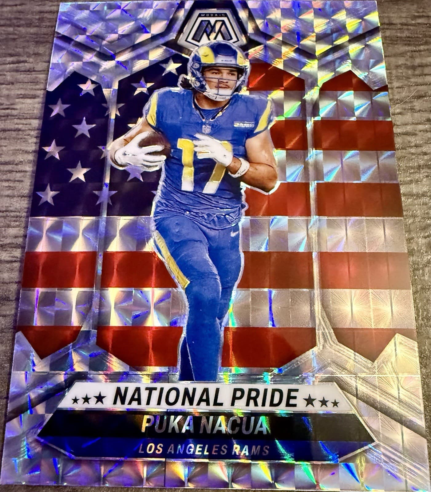 2024 Panini Mosaic Puka Nacua Silver Mosaic Prism National Pride #264