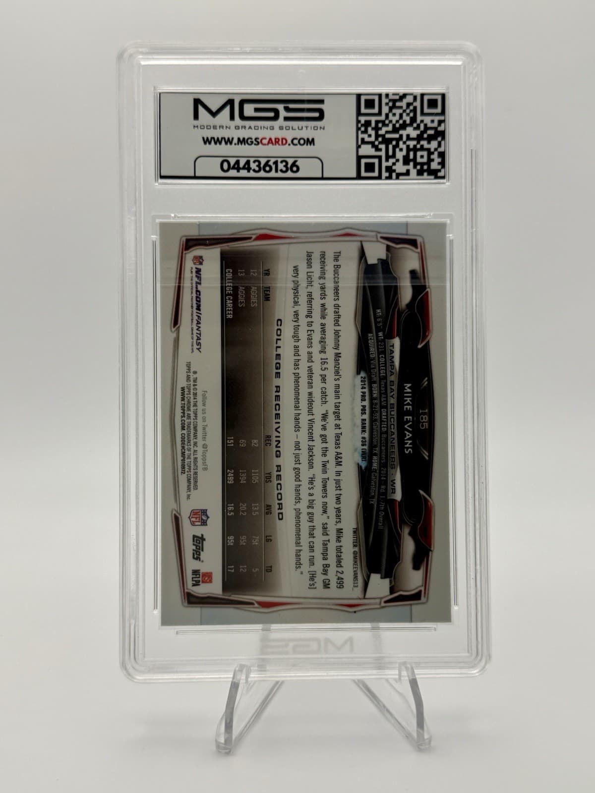 2014 Topps Chrome Mike Evans #185 RC ROOKIE MGS 10 GEM MINT - BUCCANEERS - Thumbnail 3