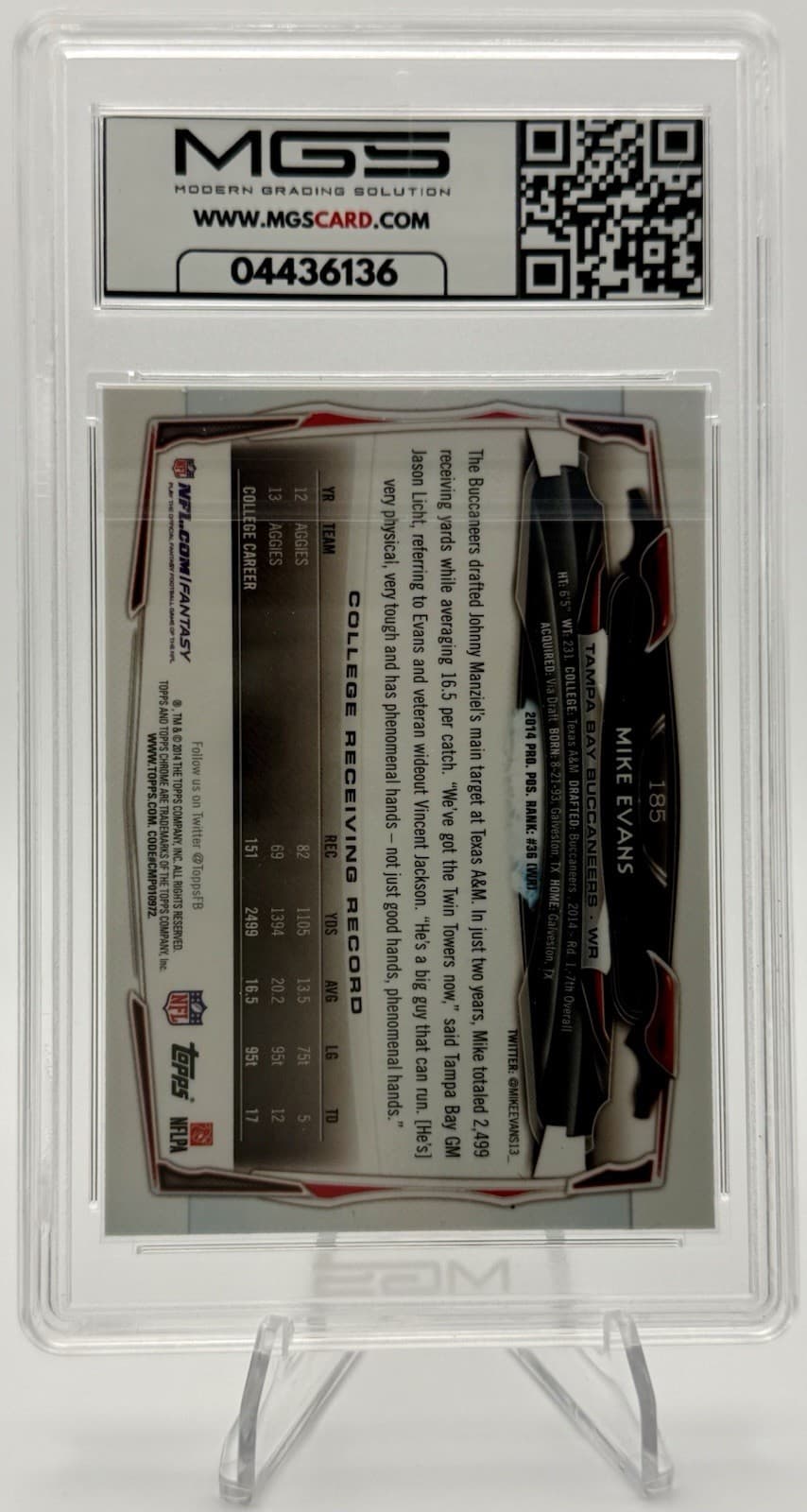 2014 Topps Chrome Mike Evans #185 RC ROOKIE MGS 10 GEM MINT - BUCCANEERS - Thumbnail 9