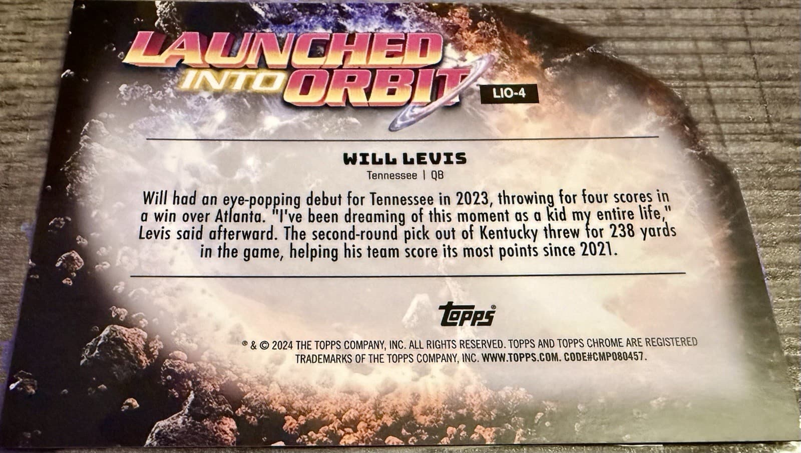 2024 Topps Chrome Will Levis Launching Into Orbit #LIO-4 Tennessee Titans - Thumbnail 4