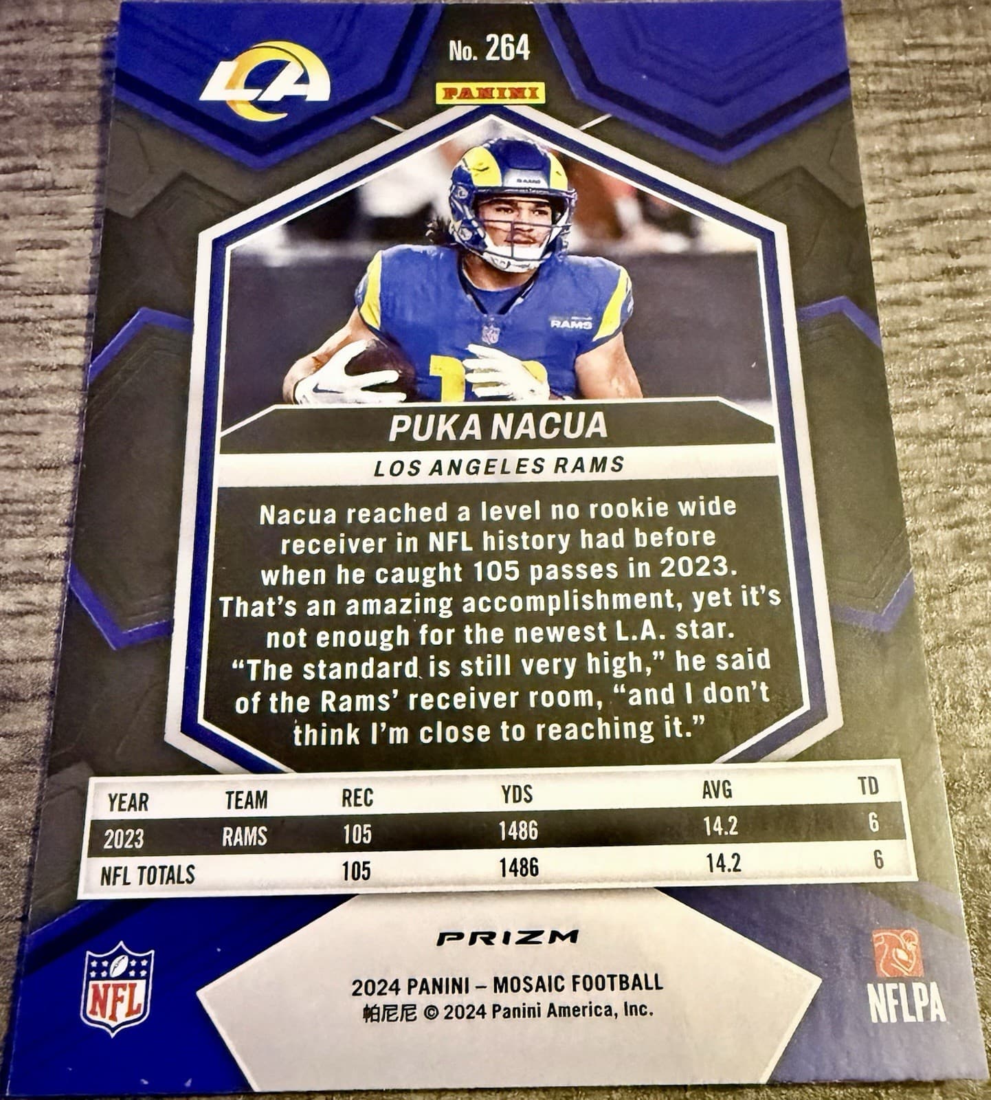 2024 Panini Mosaic Puka Nacua Silver Mosaic Prism National Pride #264 - Thumbnail 2