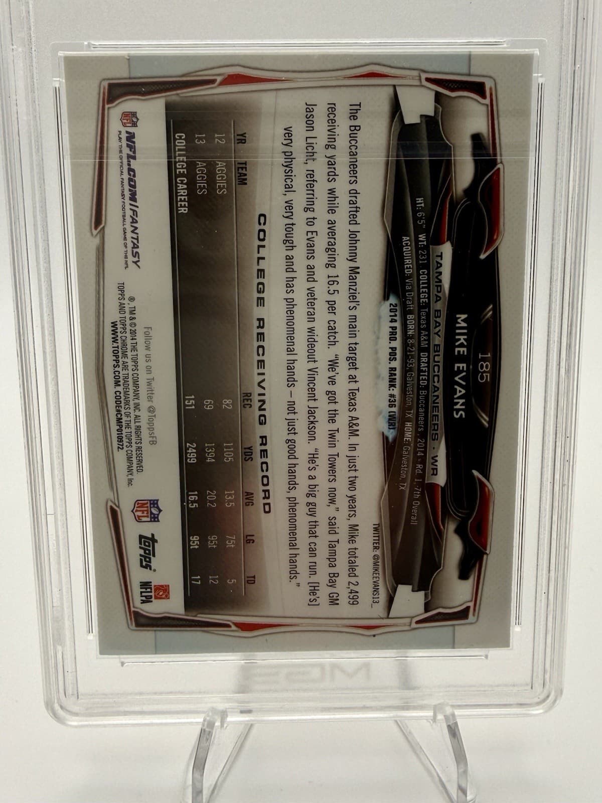 2014 Topps Chrome Mike Evans #185 RC ROOKIE MGS 10 GEM MINT - BUCCANEERS - Thumbnail 6