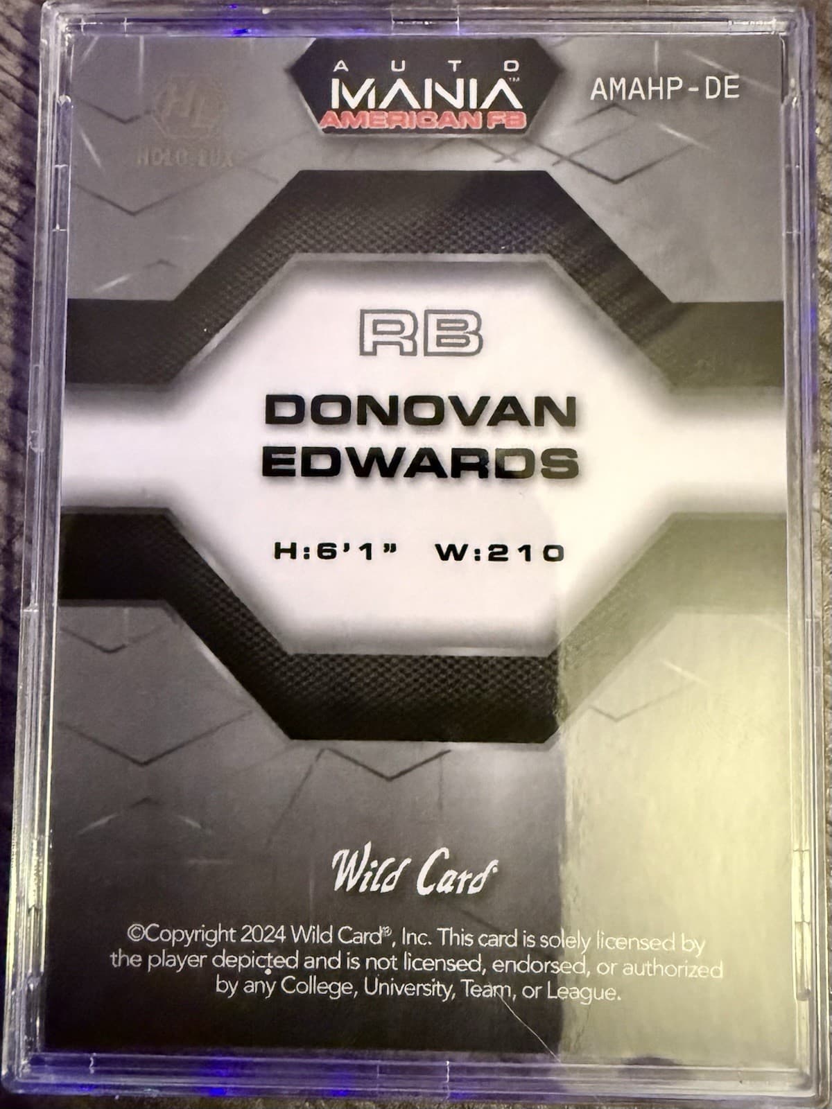 2024 Wild Card Auto Mania American Football Donovan Edwards PRC 1/1 Cracked Ice - Thumbnail 2