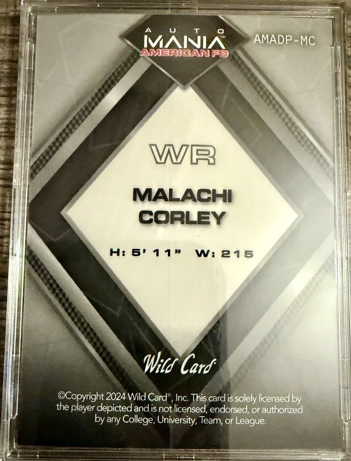 2024 Wild Card Auto Mania American Football Diamond Malachi Corley RC /25 - Thumbnail 5