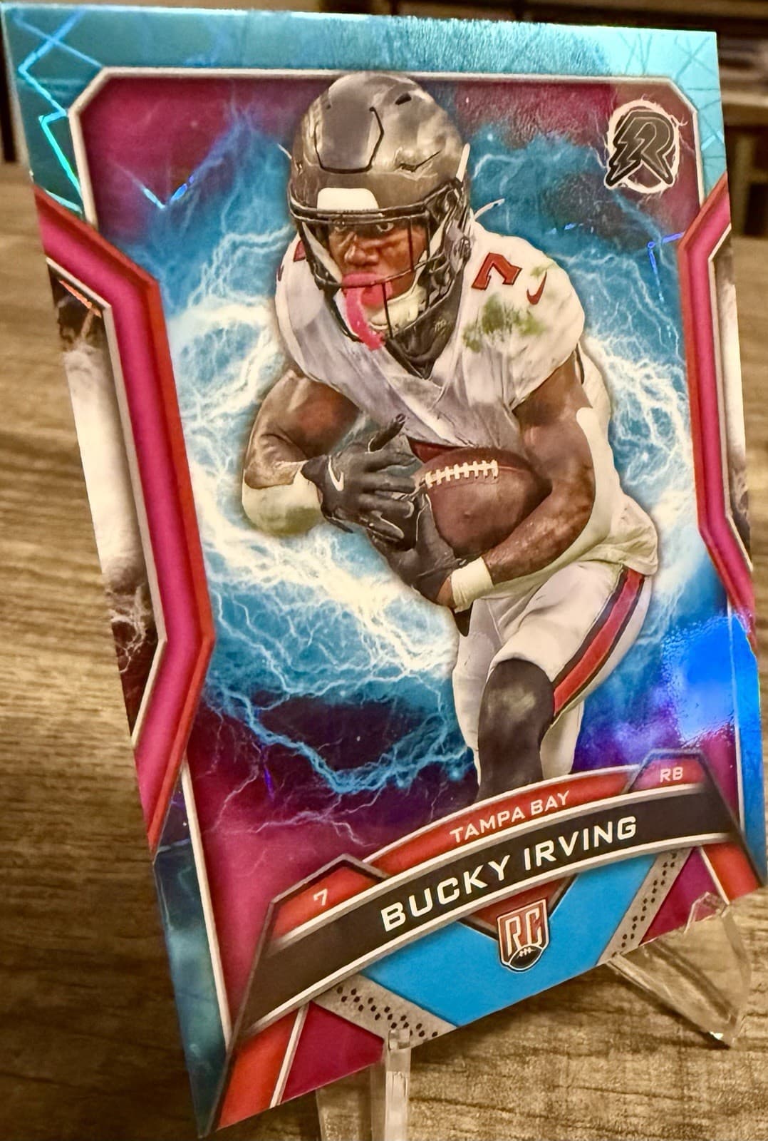 2024 Topps Resurgence-Rookies Bucky Irving #188 Sky Blue & Pink Shock Refractor