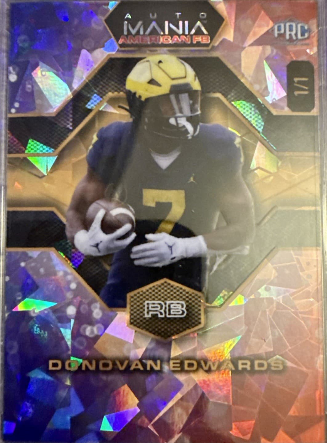 2024 Wild Card Auto Mania American Football Donovan Edwards PRC 1/1 Cracked Ice - Thumbnail 6