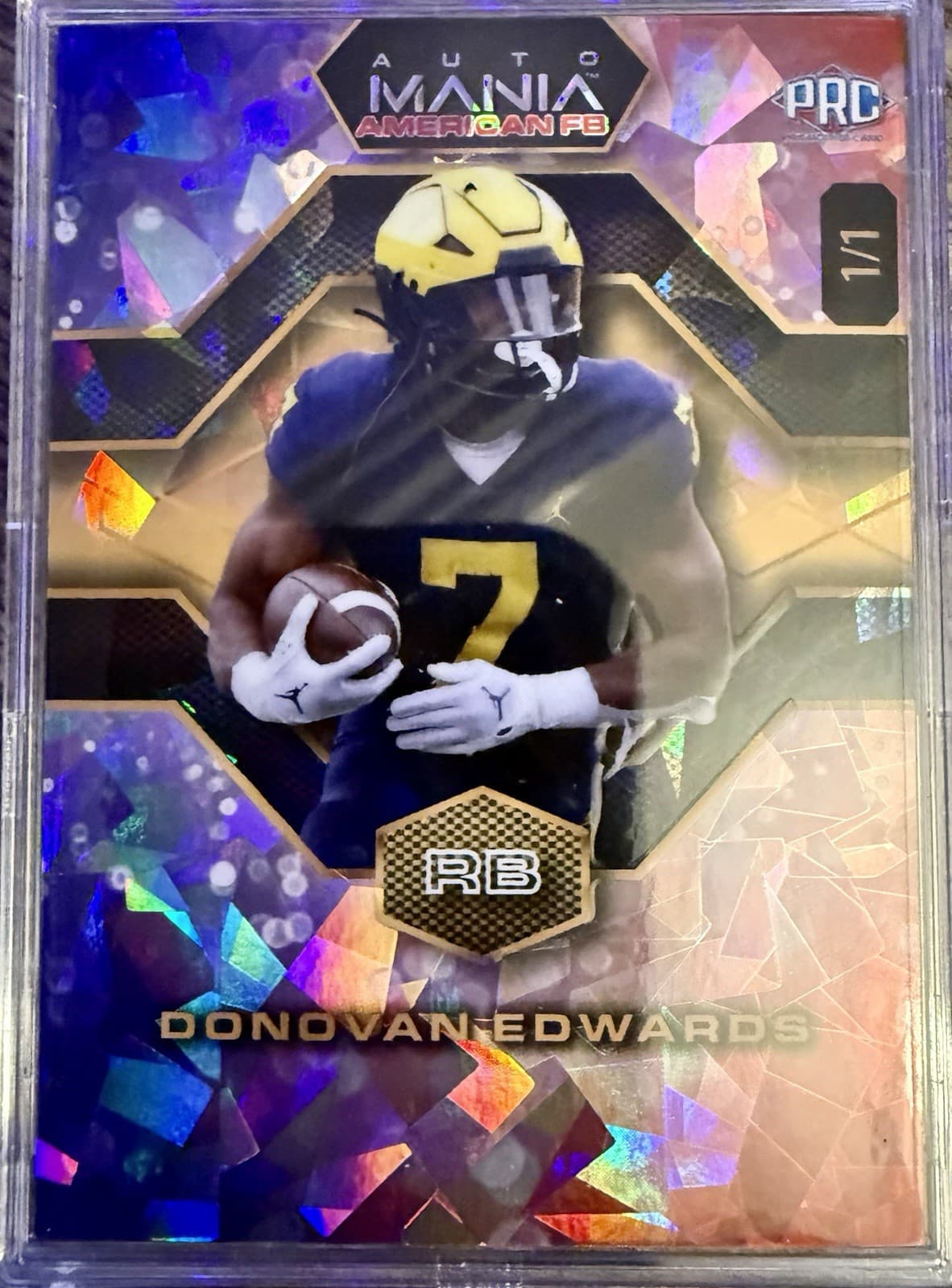 2024 Wild Card Auto Mania American Football Donovan Edwards PRC 1/1 Cracked Ice - Thumbnail 7