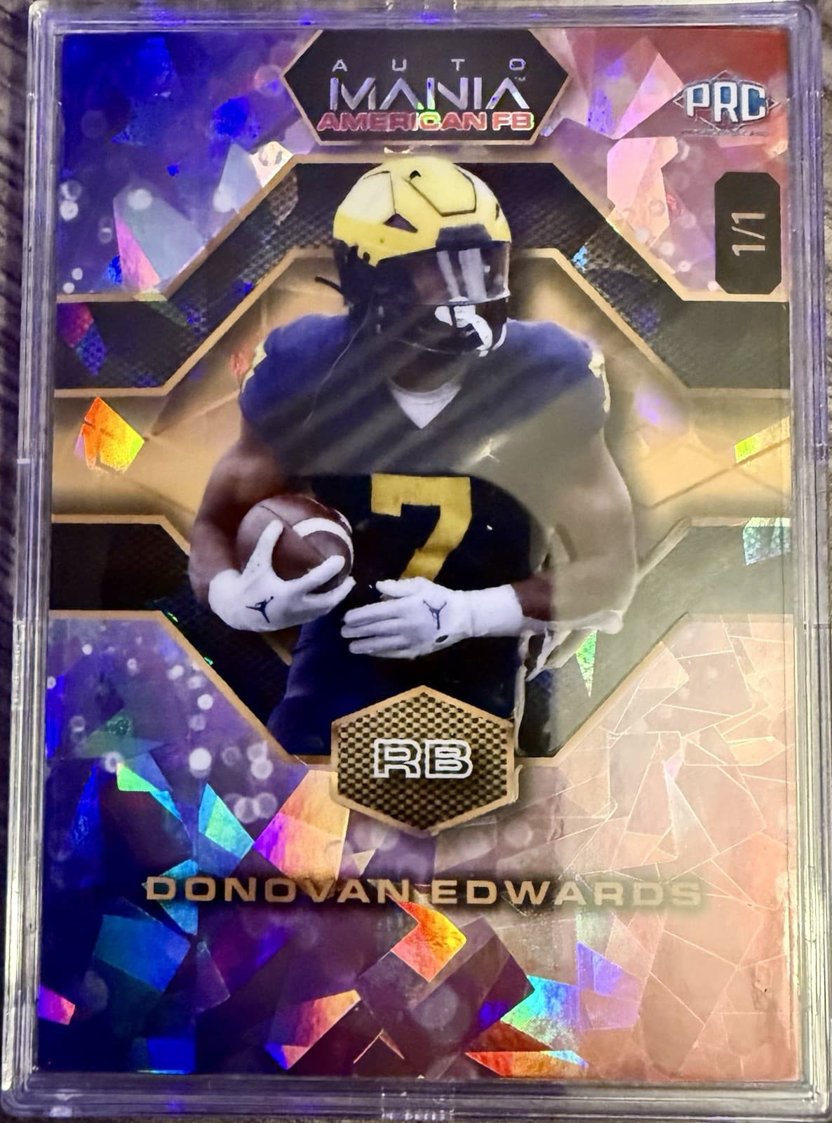 2024 Wild Card Auto Mania American Football Donovan Edwards PRC 1/1 Cracked Ice
