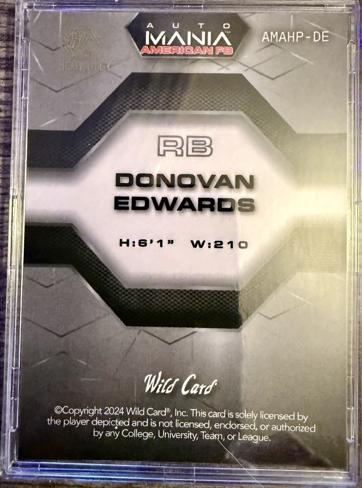 2024 Wild Card Auto Mania American Football Donovan Edwards PRC 1/1 Cracked Ice - Thumbnail 5