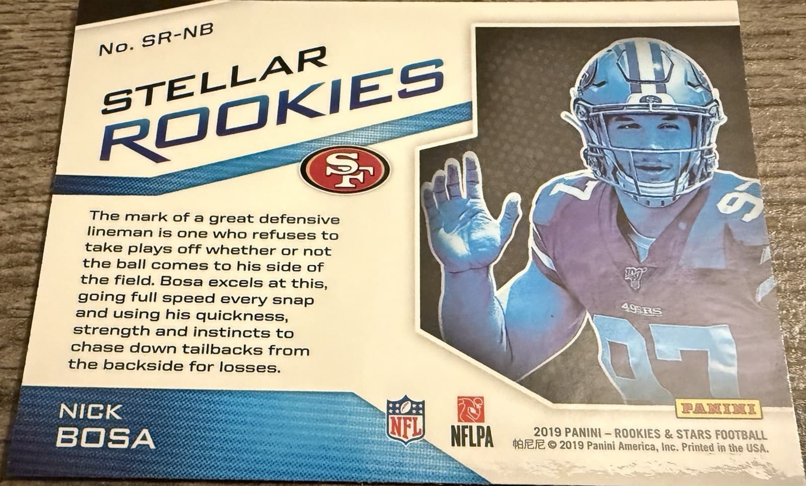 2019 Panini Rookies and Stars Nick Bosa Stellar Rookies Chrome RC #SR-NB 49ers - Thumbnail 2