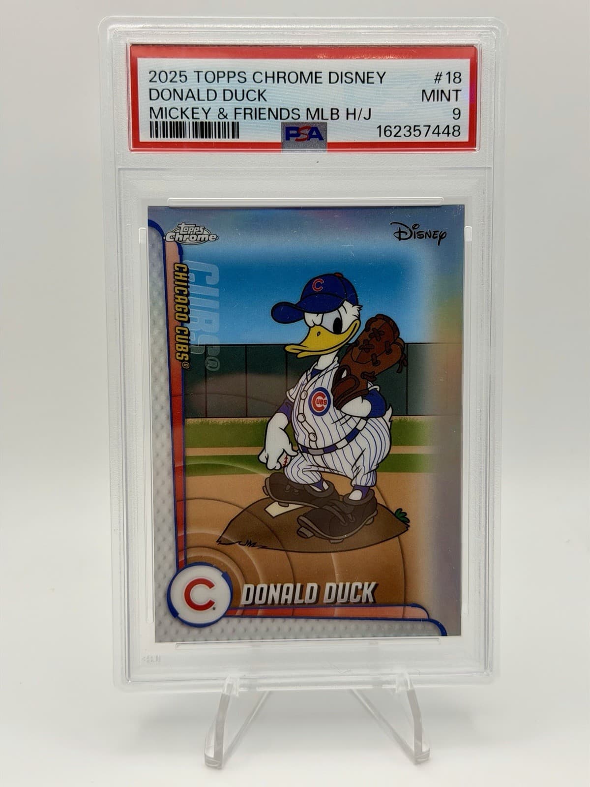 2025 Topps Chrome Disney Donald Duck Cubs Mickey & Friends #MLBH-18 MINT PSA 9
