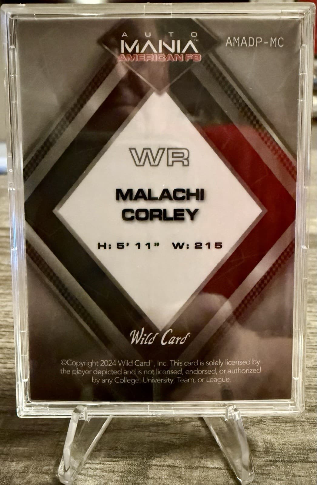 2024 Wild Card Auto Mania American Football Diamond Malachi Corley RC /25 - Thumbnail 2