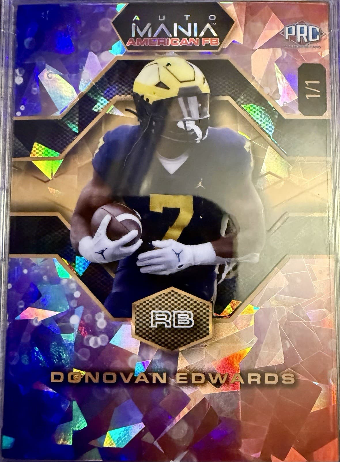 2024 Wild Card Auto Mania American Football Donovan Edwards PRC 1/1 Cracked Ice - Thumbnail 4