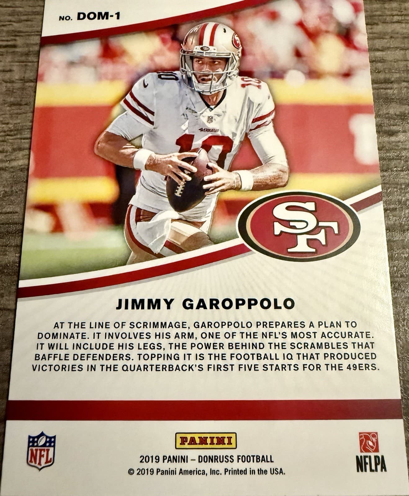 2019 Panini Donruss Dominators Jimmy Garoppolo Checkerboard Prizm #DOM-1 49ers - Thumbnail 2