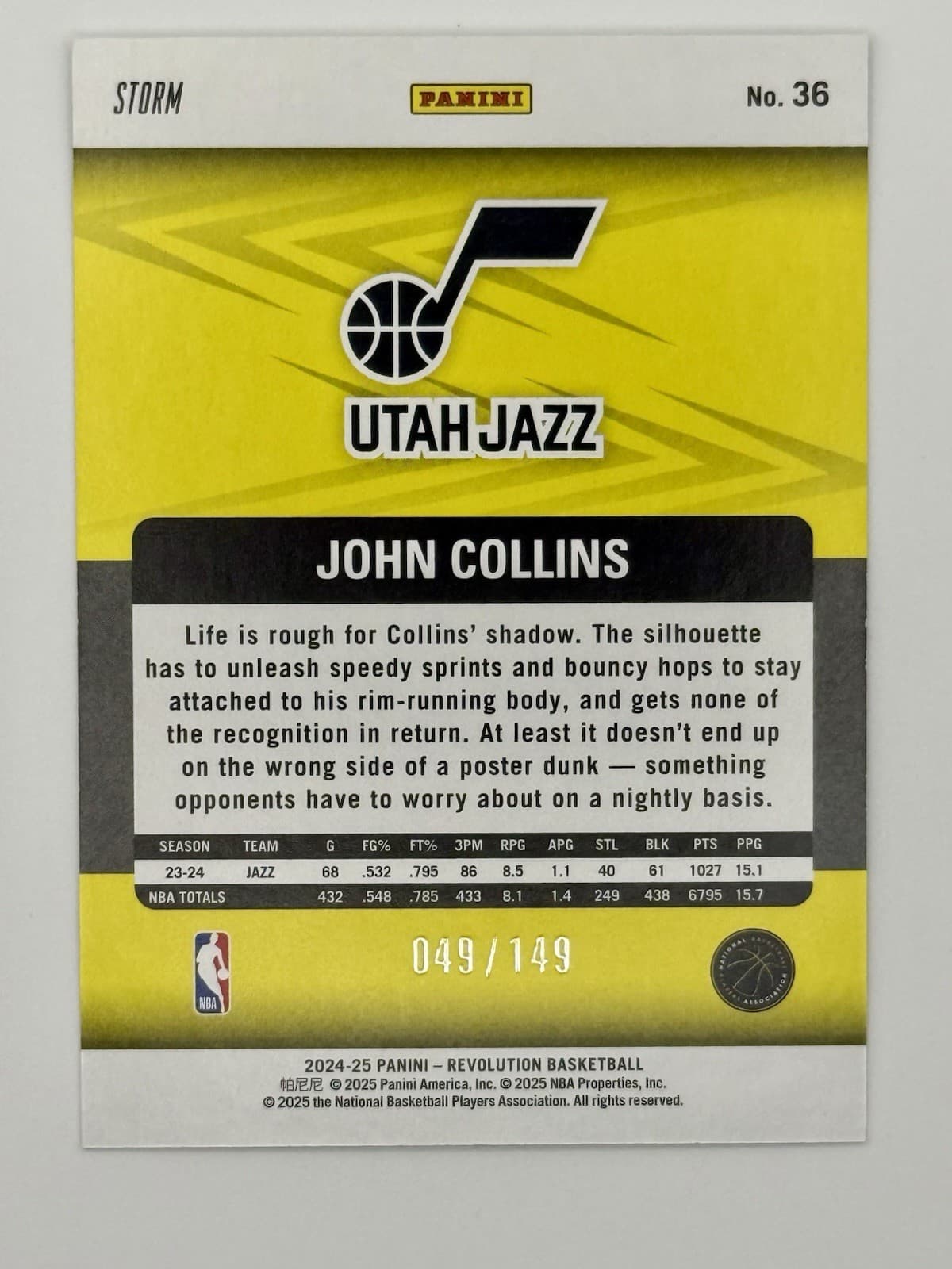 2024-25 Panini Revolution John Collins #36 Green Yellow Refactor Storm #/149 - Thumbnail 2