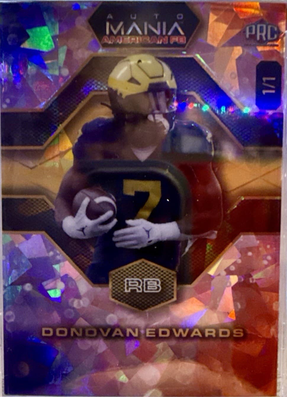 2024 Wild Card Auto Mania American Football Donovan Edwards PRC 1/1 Cracked Ice - Thumbnail 8