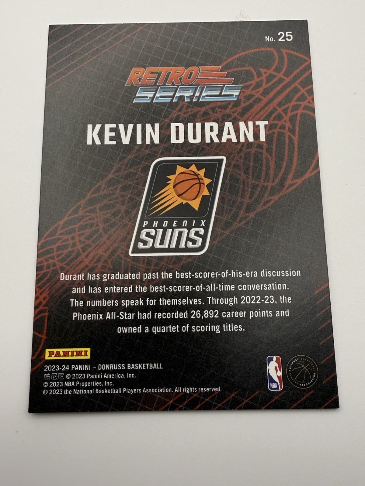 2023-24 Donruss Kevin Durant Retro Series Insert Gold Press Proof #25 Suns - Thumbnail 2