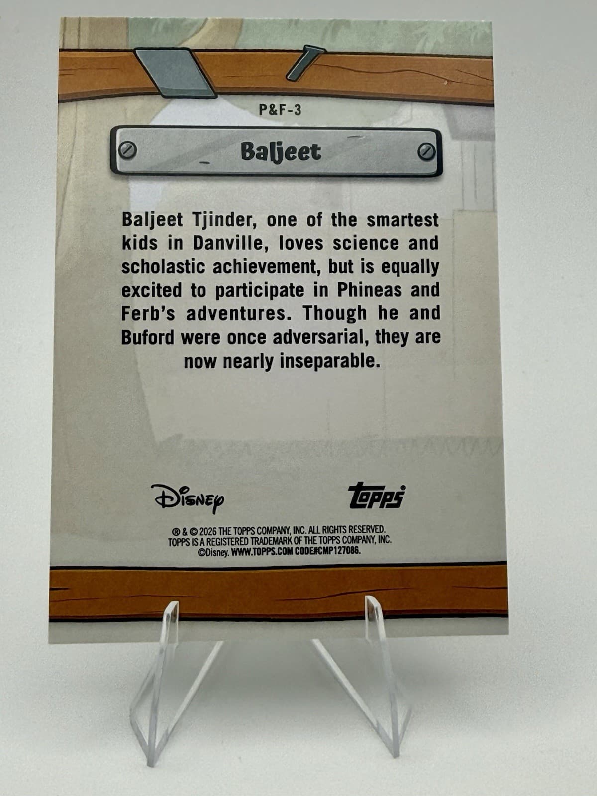 2026 Topps Neon Disney Baljeet P&F-3 Gold 24/50 Phineas & Ferb - Thumbnail 3