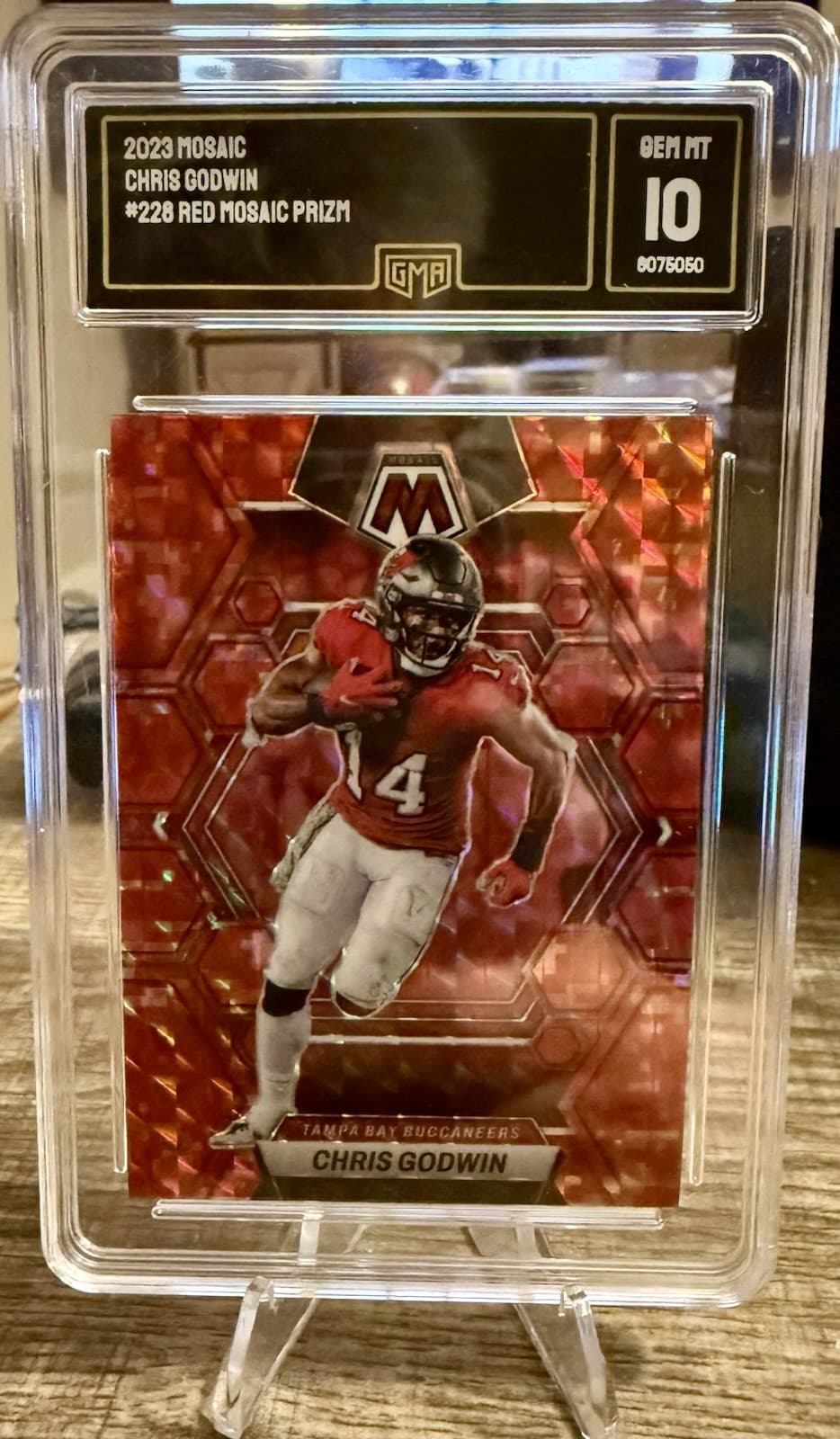 2023 Panini Mosaic Chris Godwin #228 Red Mosaic Prizm GMA 10 Gem Mint