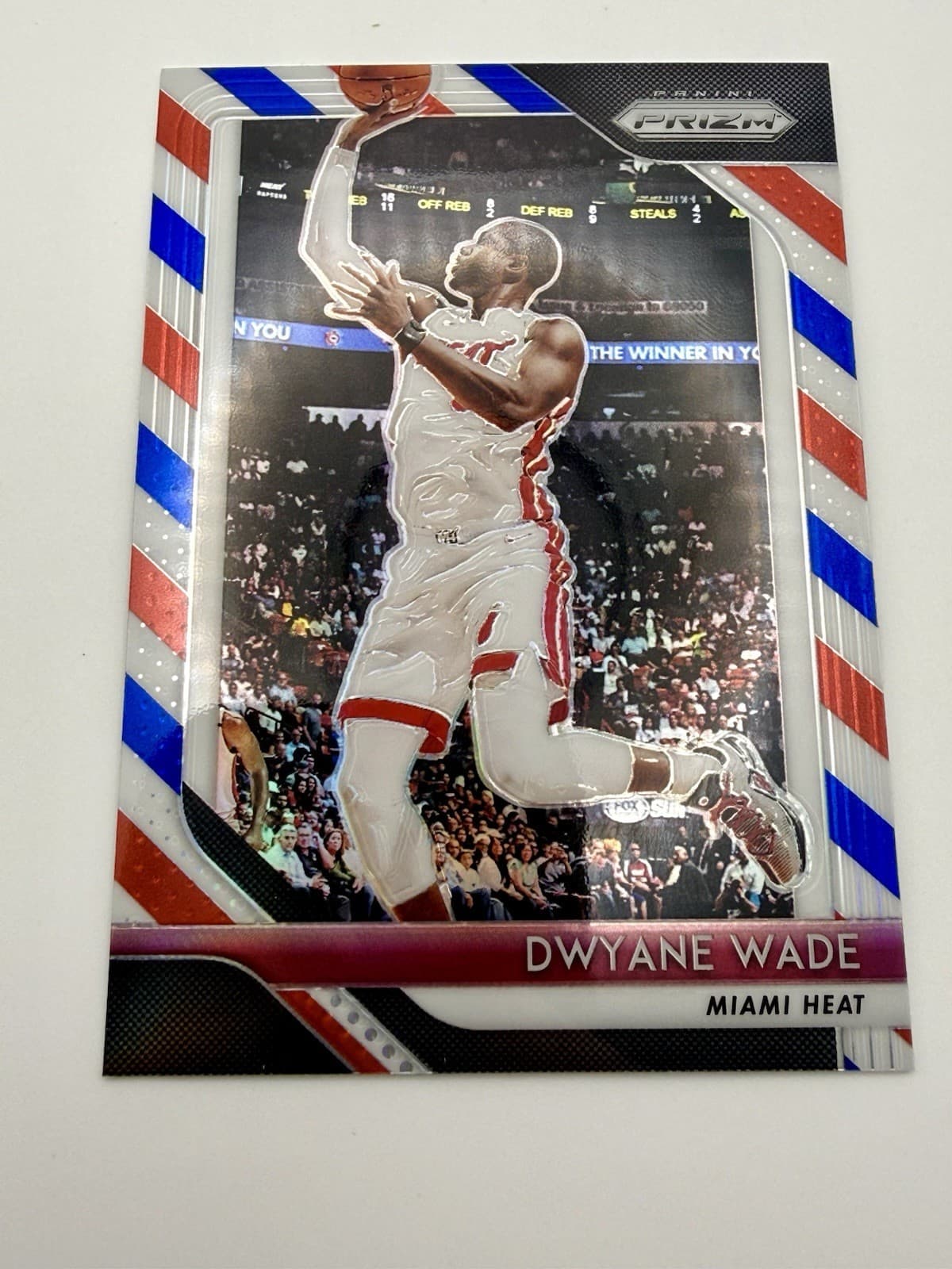 2018-19 Panini Prizm Dwyane Wade Red White and Blue Prizm #206 Miami Heat