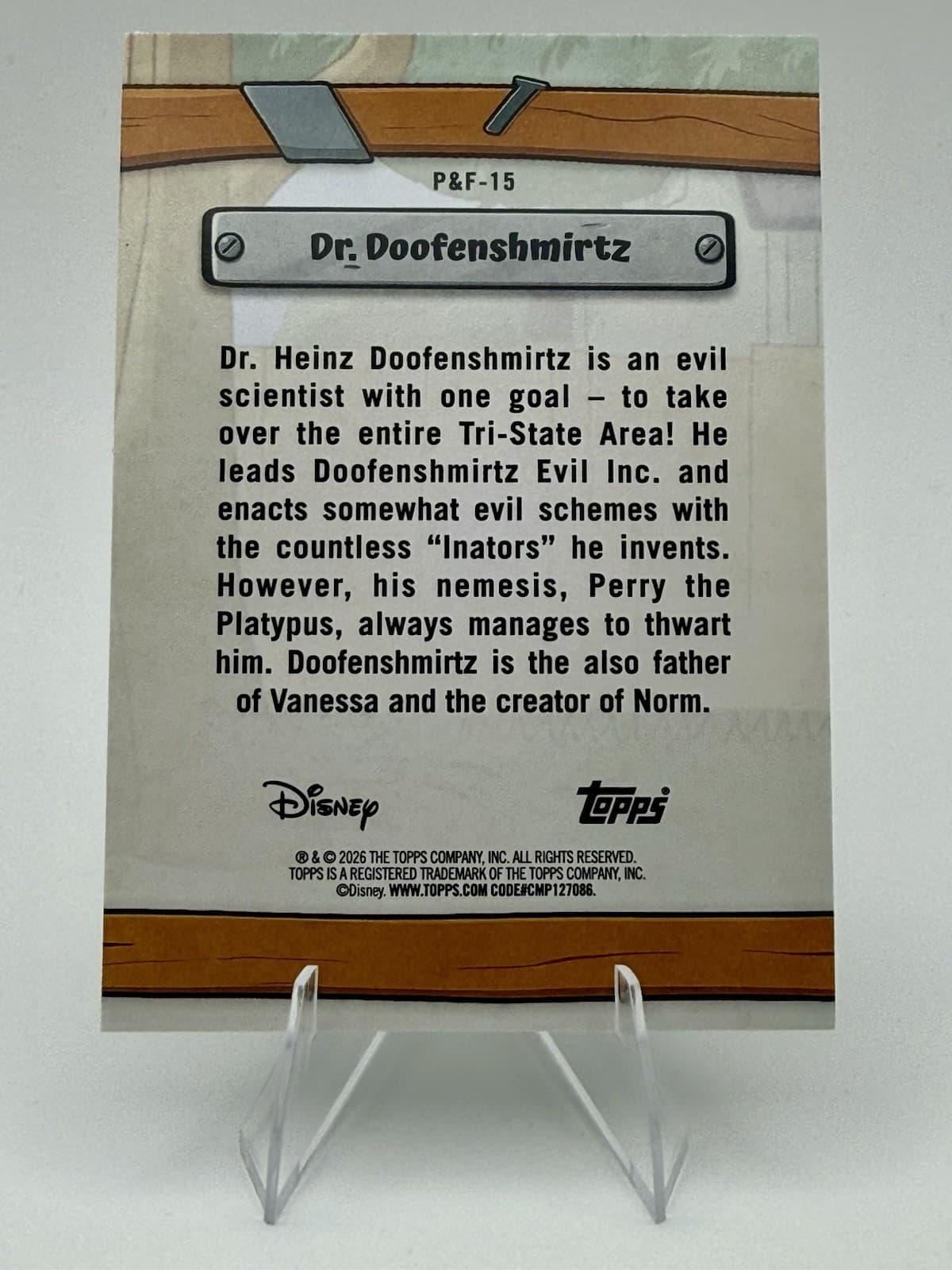 2026 Topps Disney Neon Dr. Doofenshmirtz Orange Refractor 14/25 Phineas & Ferb - Thumbnail 3