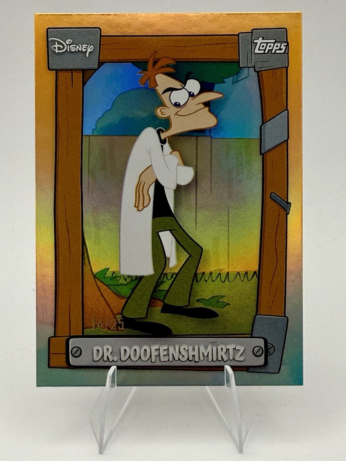 2026 Topps Disney Neon Dr. Doofenshmirtz Orange Refractor 14/25 Phineas & Ferb