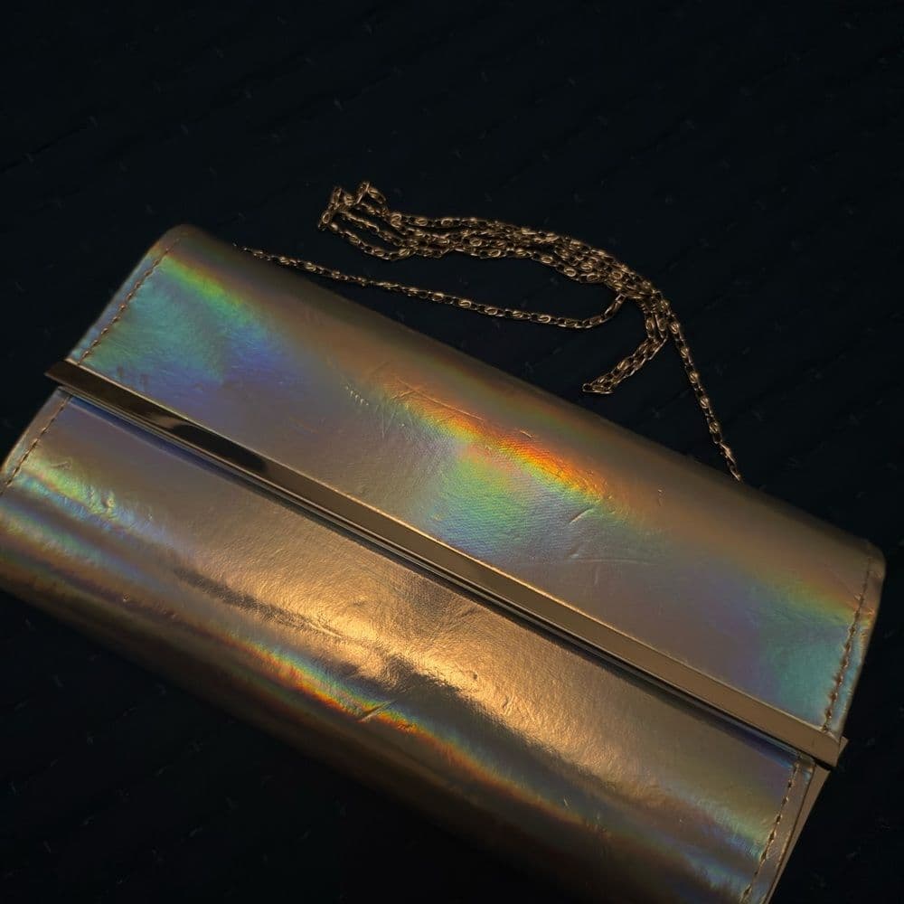 Holographic Silver Clutch Bag