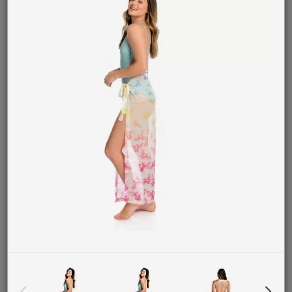 Colorful Butterfly Print Sheer Scarf - Thumbnail 2