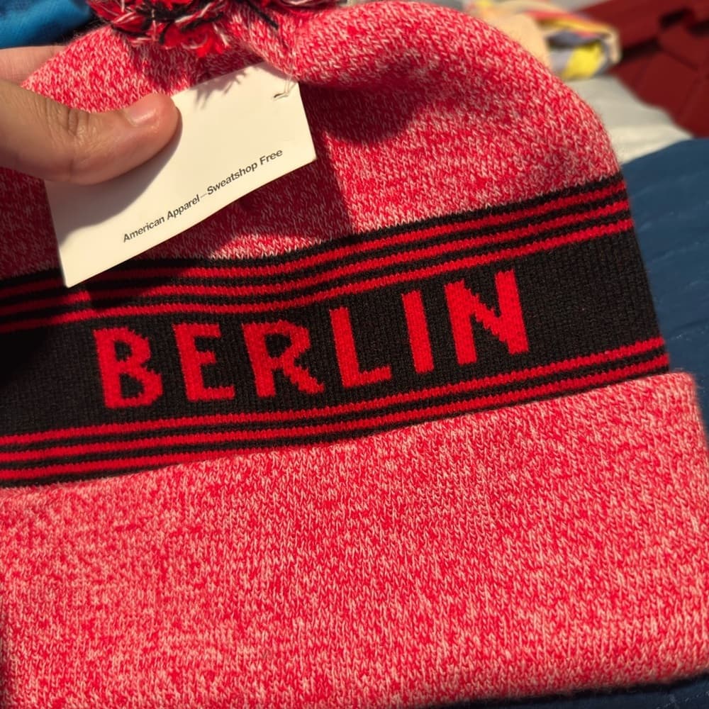 American Apparel Red Pom-Pom Hat - Thumbnail 2