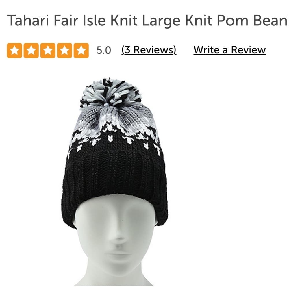 Tahari Monochrome Knit Pom Beanie
