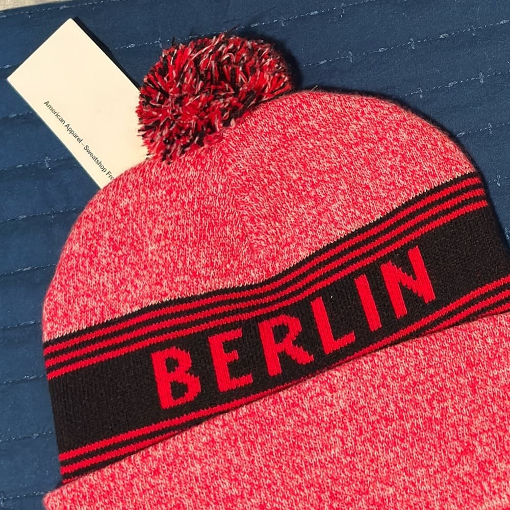 American Apparel Red Pom-Pom Hat - Thumbnail 3