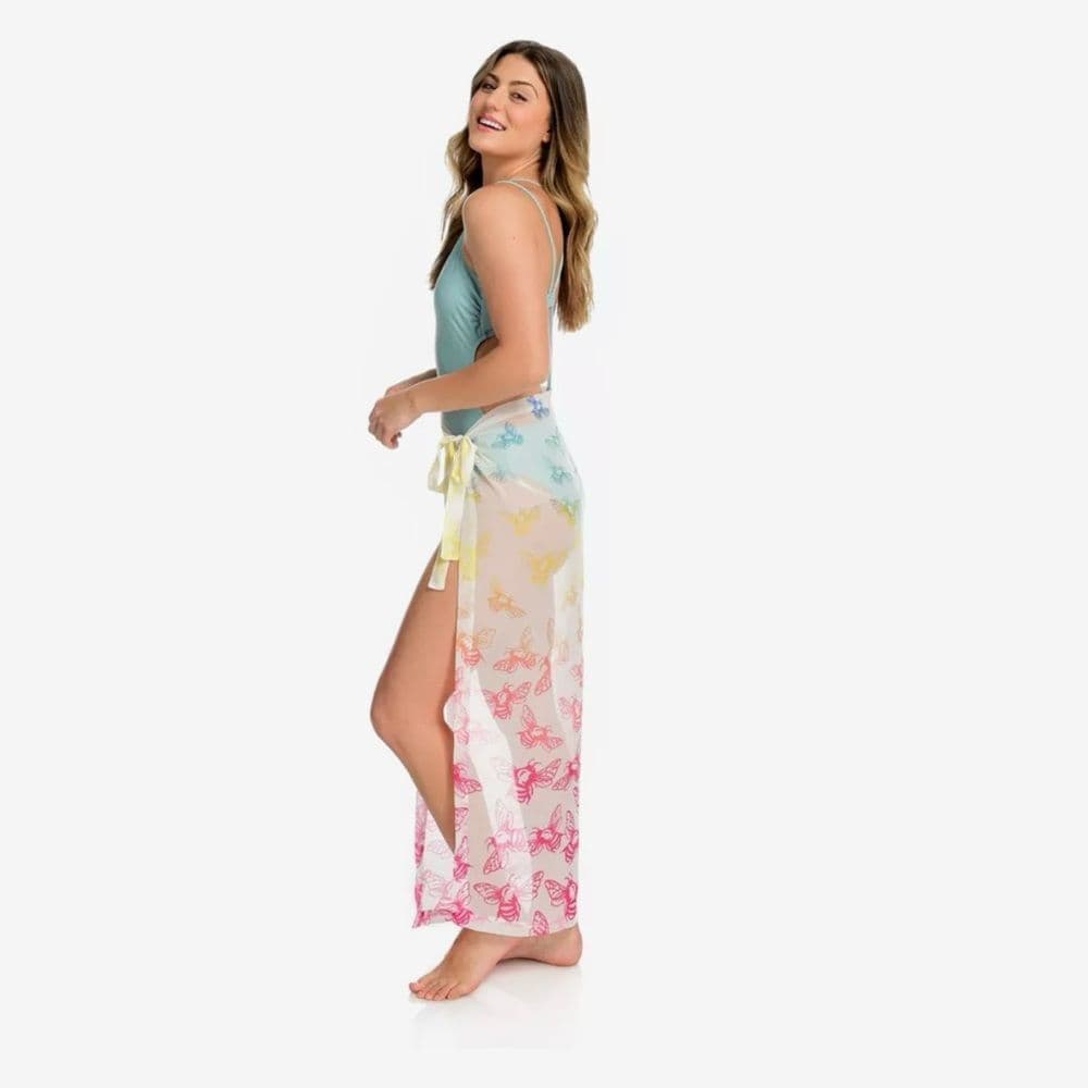 Colorful Butterfly Print Sheer Scarf