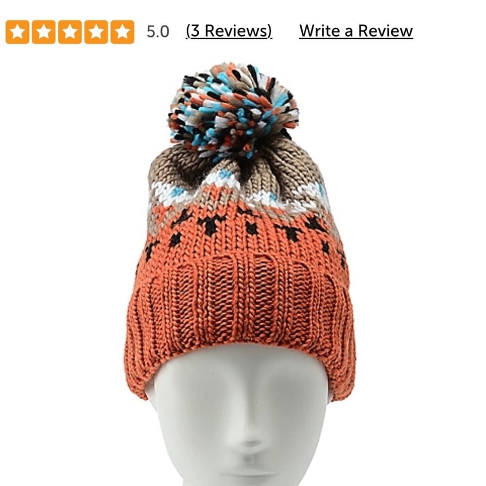 Cozy‎ Kids' Knit Pom-Pom Beanie - Orange and Brown
