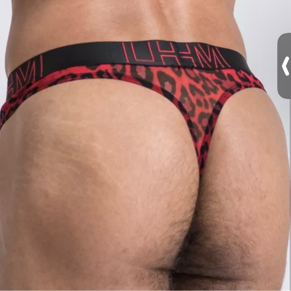 Red Leopard Print Men's Thong - Thumbnail 2