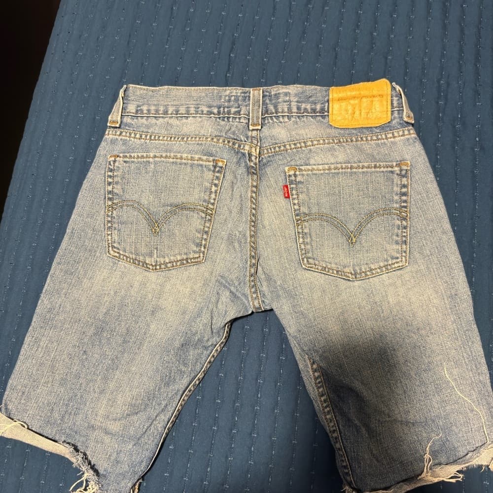 Levi's Classic Blue Denim Cut-Off Shorts‎ - Thumbnail 4