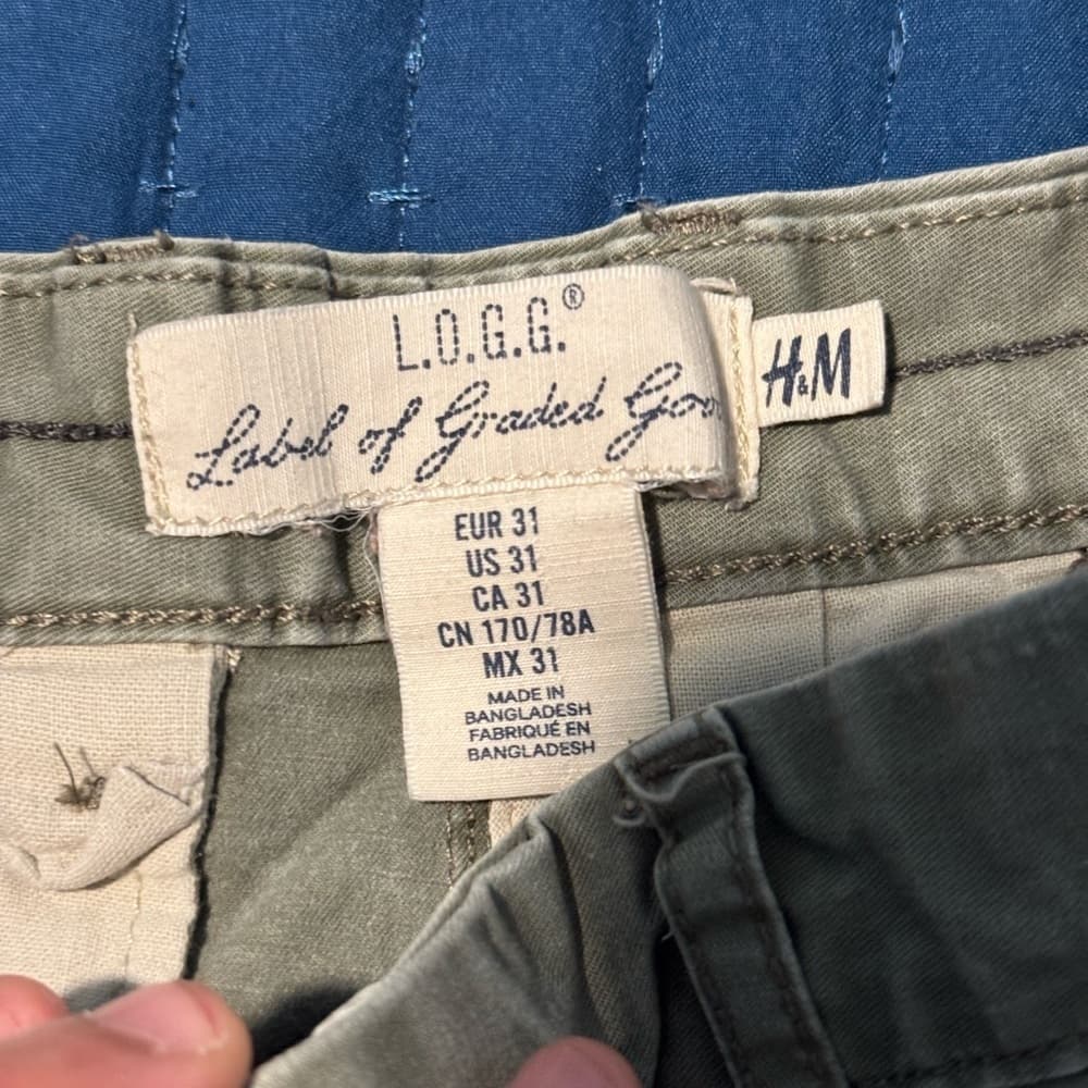 H&M Olive Flat Front Shorts Casual Style - Thumbnail 4