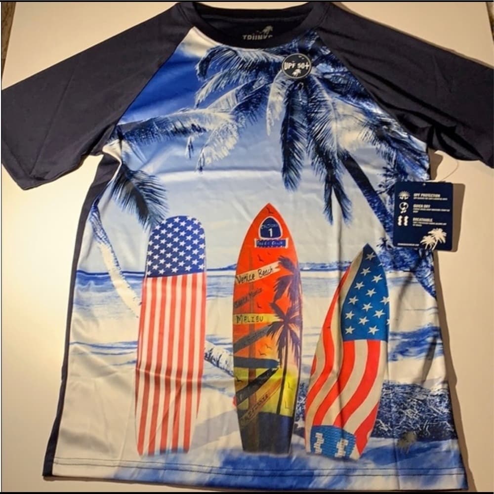 Men’s patriotic‎ printed swim top UPF 50+