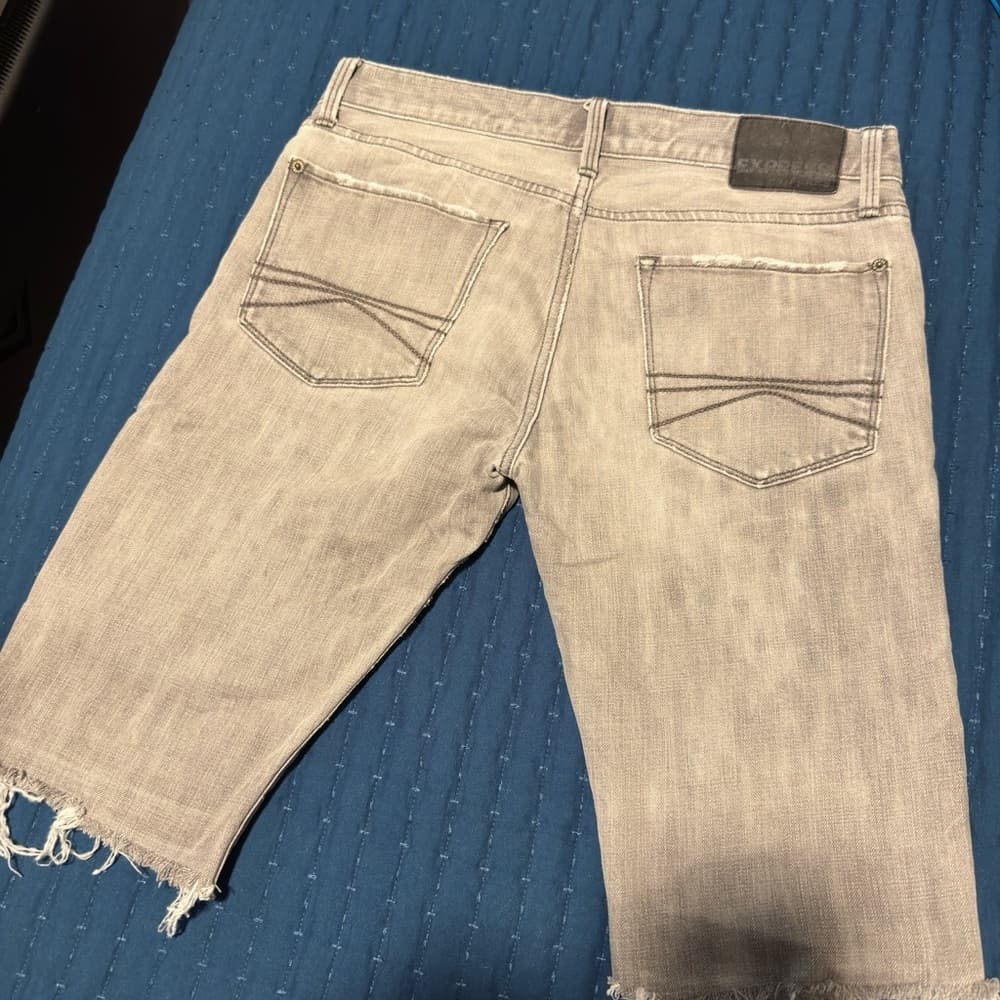 Express Men's Jean‎ Shorts - Light Tan - Thumbnail 3