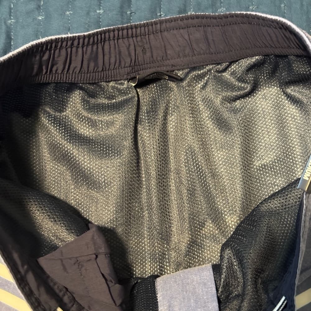 Men's Blue and Gray Striped Swim Shorts - Thumbnail 5