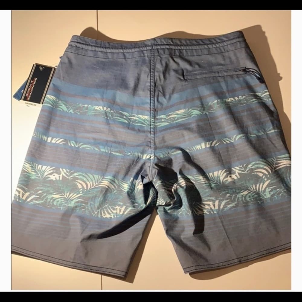 Men’s blue striped printed swim trunks M - Thumbnail 2