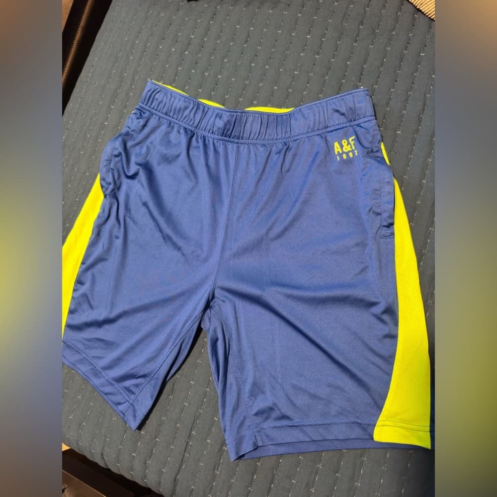 Abercrombie & Fitch Blue and Yellow Athletic Shorts