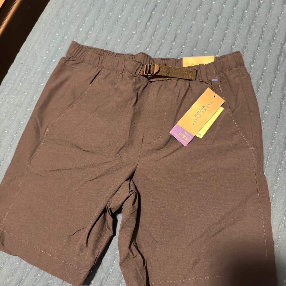 Perry‎ Ellis Brown Athletic Shorts with Adjustable Waist